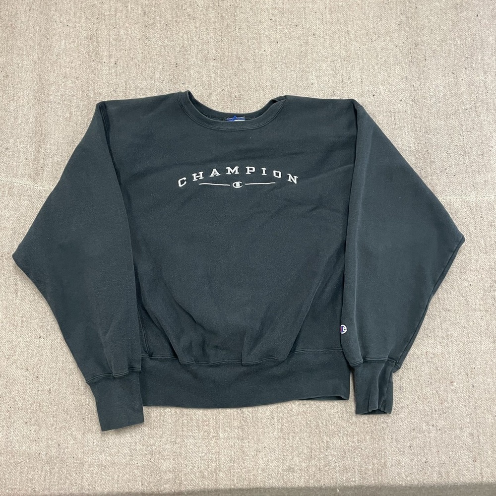 Vintage Reverse Weave Pullover Sweatshirt Men Medium Black 1990s Champion